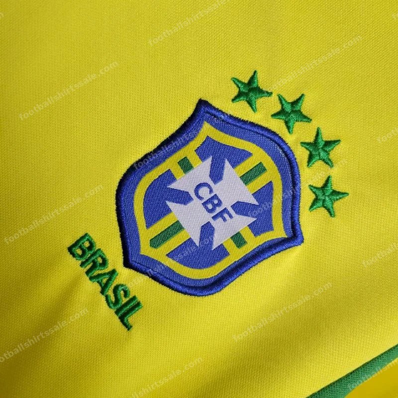 2002 Retro Kids Size Brazil Home Soccer Jersey - Detail 6