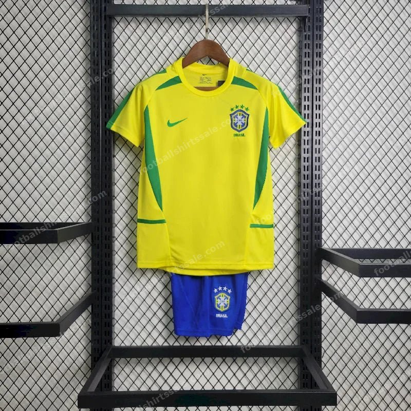 2002 Retro Kids Size Brazil Home Soccer Jersey