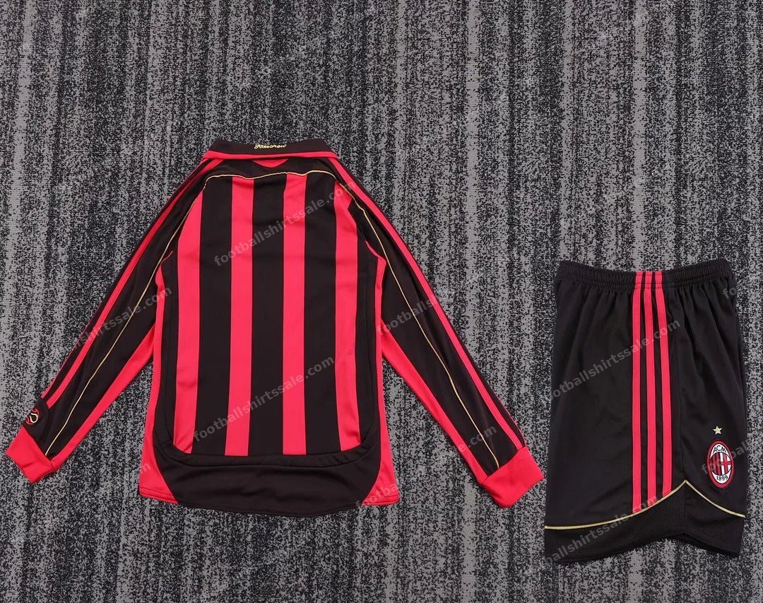 2006/2007 Retro Long Sleeve AC Milan Home Football Shirt Kids Size - Detail 1