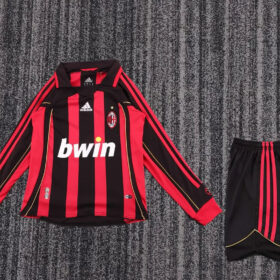 2006/2007 Retro Long Sleeve AC Milan Home Football Shirt Kids Size