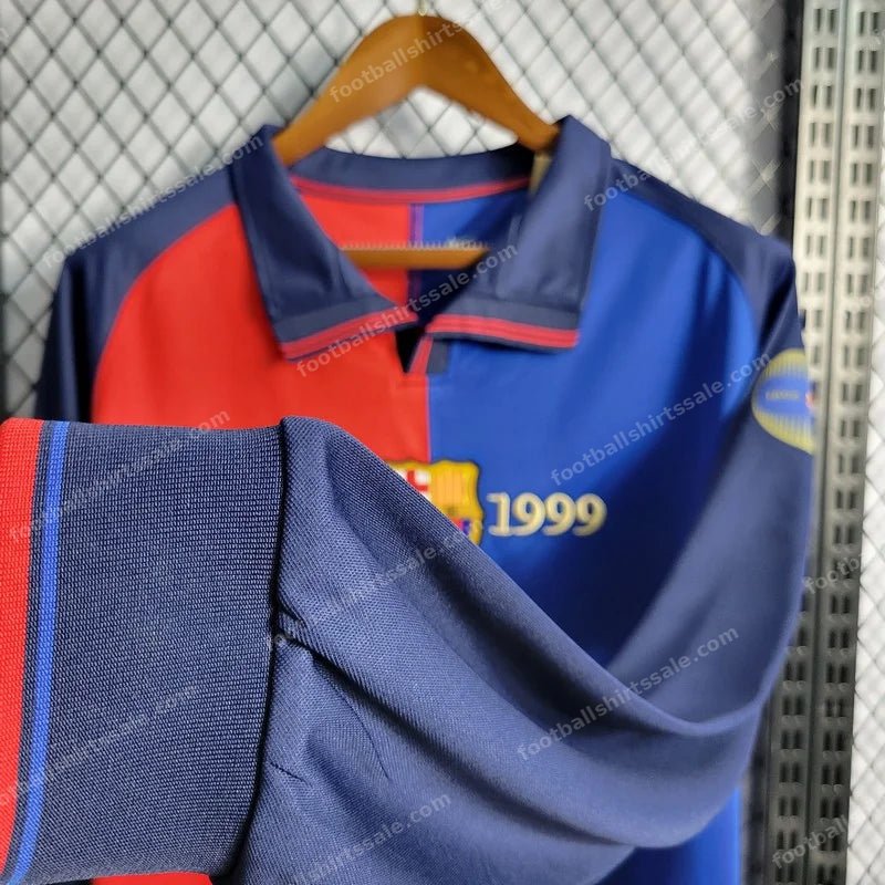Retro Long Sleeve Barcelona 100th Anniversary Version Football Shirt Home 1:1 Thai Quality - Detail 3