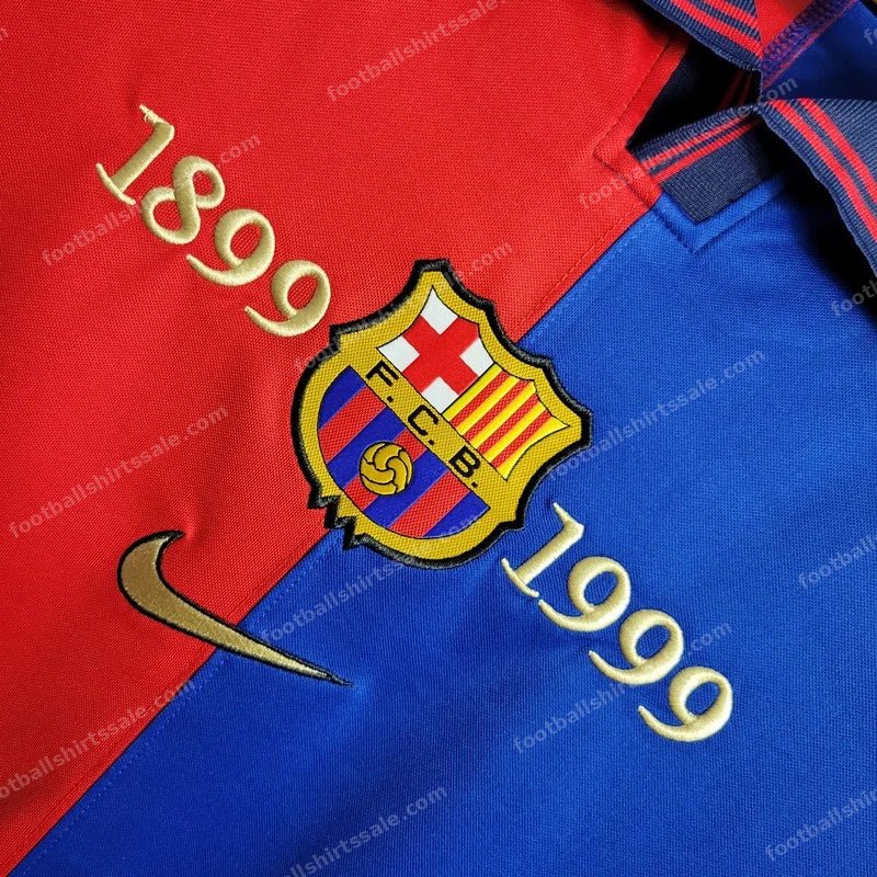 Retro Long Sleeve Barcelona 100th Anniversary Version Football Shirt Home 1:1 Thai Quality - Detail 4