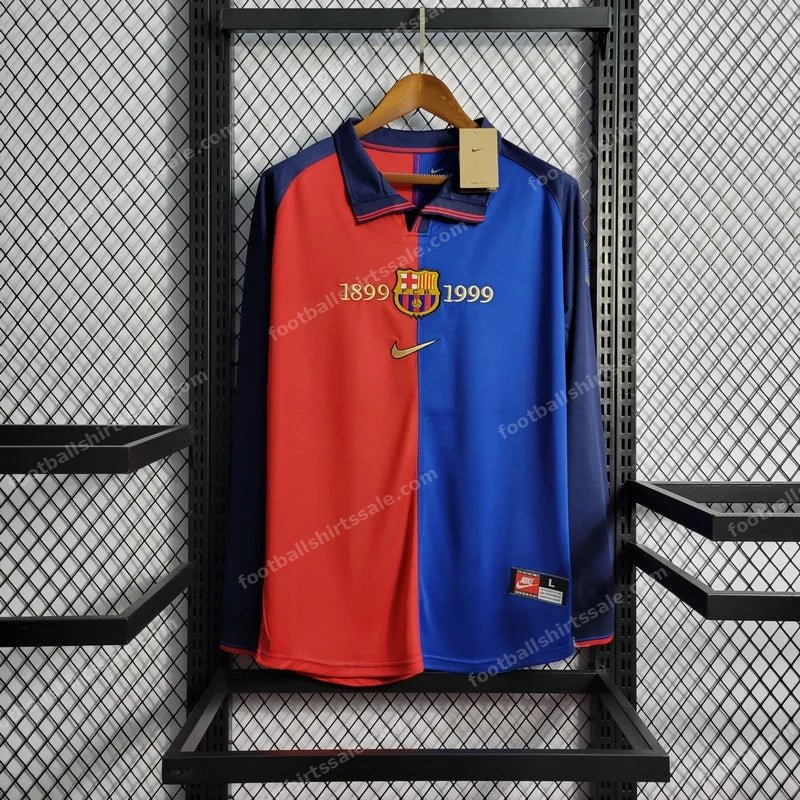 Retro Long Sleeve Barcelona 100th Anniversary Version Football Shirt Home 1:1 Thai Quality