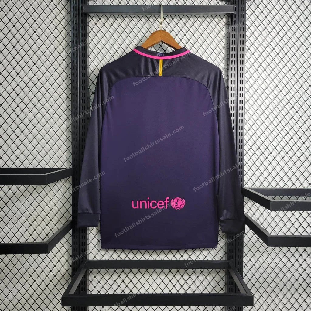 2016/2017 Retro Long Sleeve Barcelona Away Football Shirt 1:1 - Detail 1