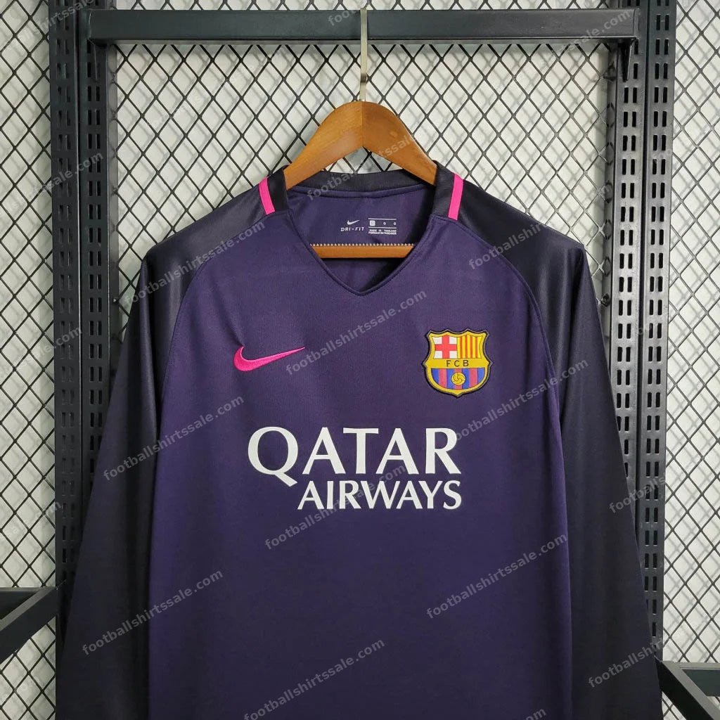 2016/2017 Retro Long Sleeve Barcelona Away Football Shirt 1:1 - Detail 2