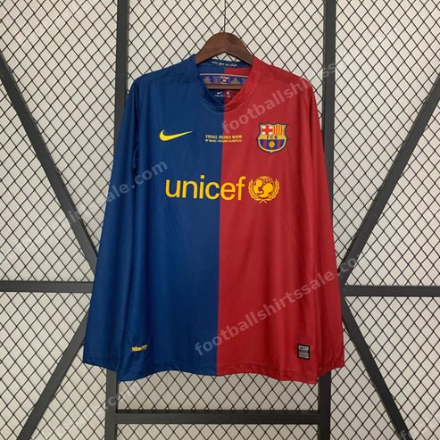 2008/2009 Retro Long Sleeve Barcelona Football Shirt Home Champions League 1:1 Thai Quality