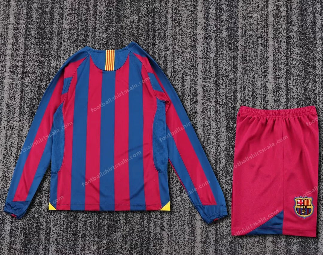 2005/2006 Retro Long Sleeve Barcelona Home Football Shirt Kids - Detail 1