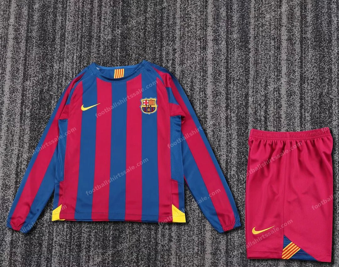 2005/2006 Retro Long Sleeve Barcelona Home Football Shirt Kids