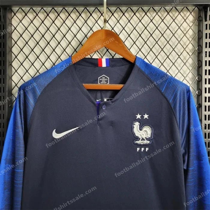 2018 Retro Long Sleeve FIFA World Cup France Home Football Shirt - Detail 2