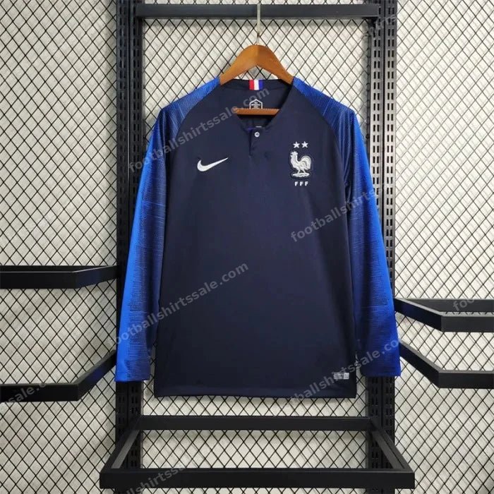 2018 Retro Long Sleeve FIFA World Cup France Home Football Shirt