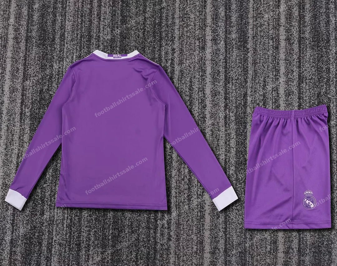 2016/2017 Retro Long Sleeve Real Madrid Away Football Shirt Kids Size - Detail 1