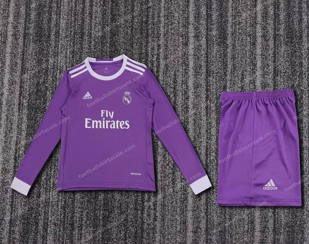 2016/2017 Retro Long Sleeve Real Madrid Away Football Shirt Kids Size