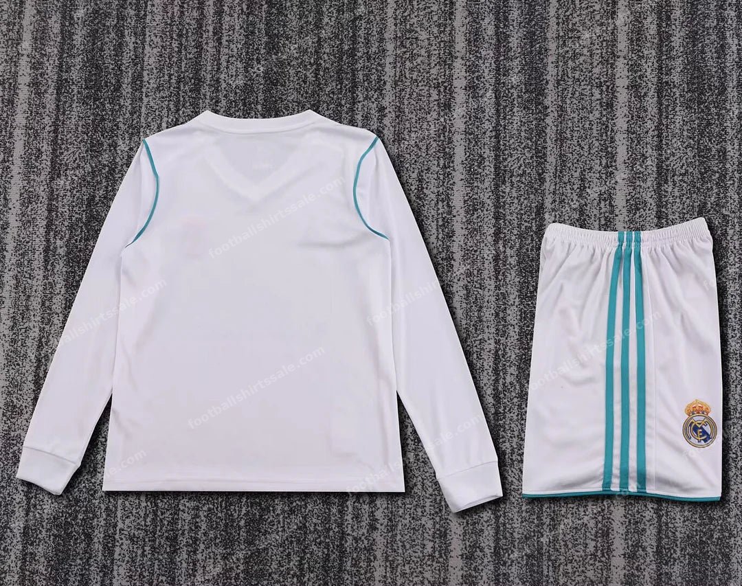 2017/2018 Retro Long Sleeve Real Madrid Home Football Shirt Kids Size - Detail 1