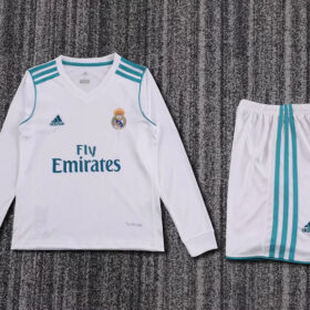 2017/2018 Retro Long Sleeve Real Madrid Home Football Shirt Kids Size