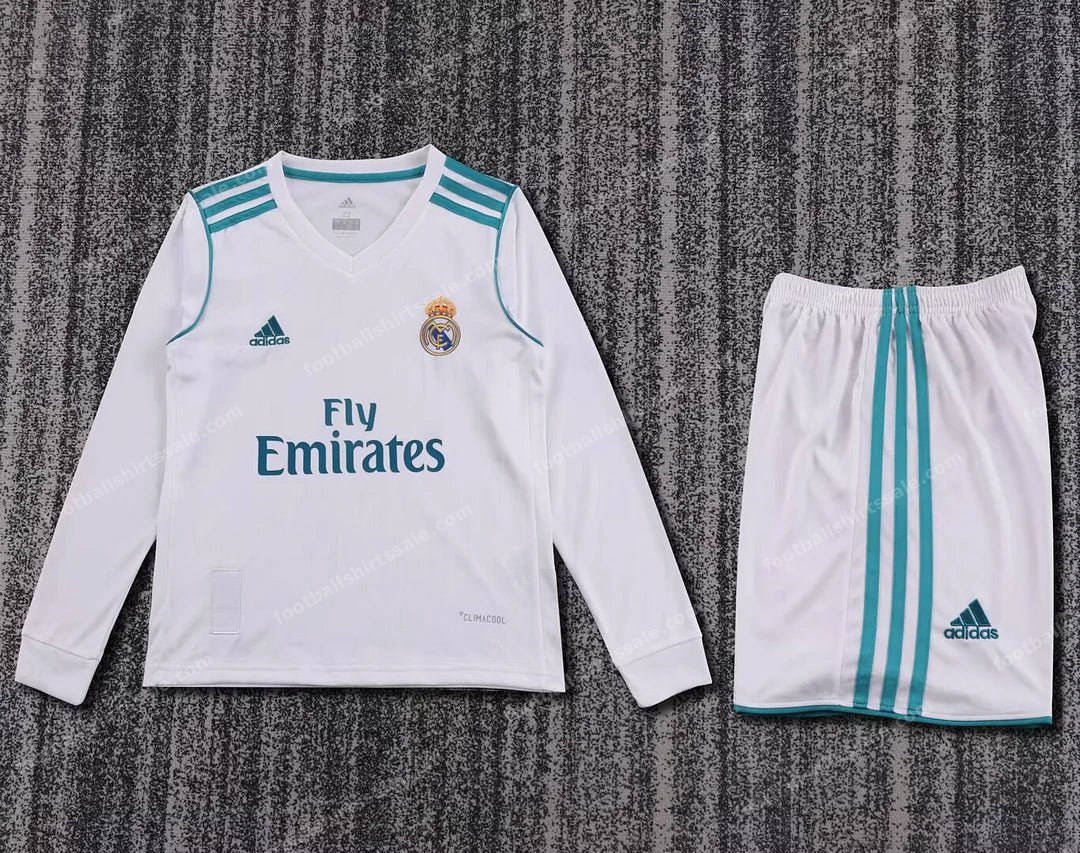2017/2018 Retro Long Sleeve Real Madrid Home Football Shirt Kids Size
