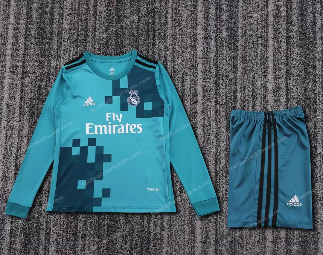 2017/2018 Retro Long Sleeve Real Madrid Third Away Football Shirt Kids Size