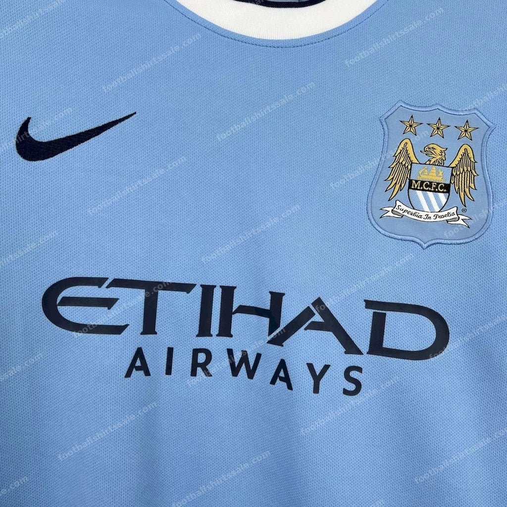 2013/2014 Retro Manchester City Home Football Shirt - Detail 4