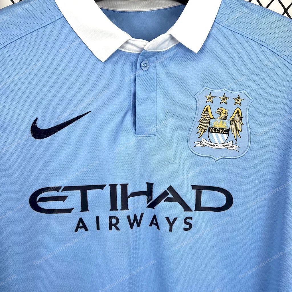 2015/2016 Retro Manchester City Home Football Shirt - Detail 2