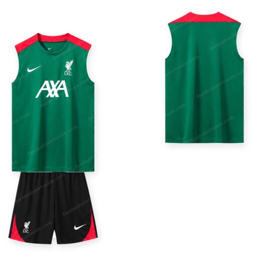 Liverpool Pre Match Green Training Football Kit 24/25