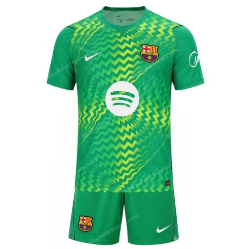 Barcelona Goalkeeper Green Kids Football Kit