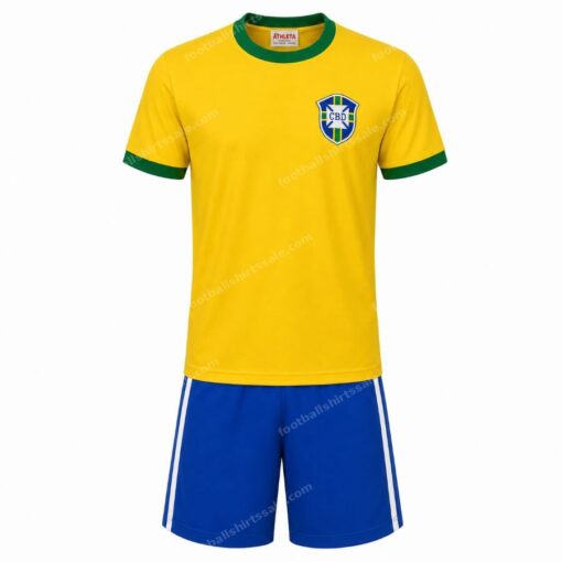 Brazil Retro Home Kids Football Kit 1970