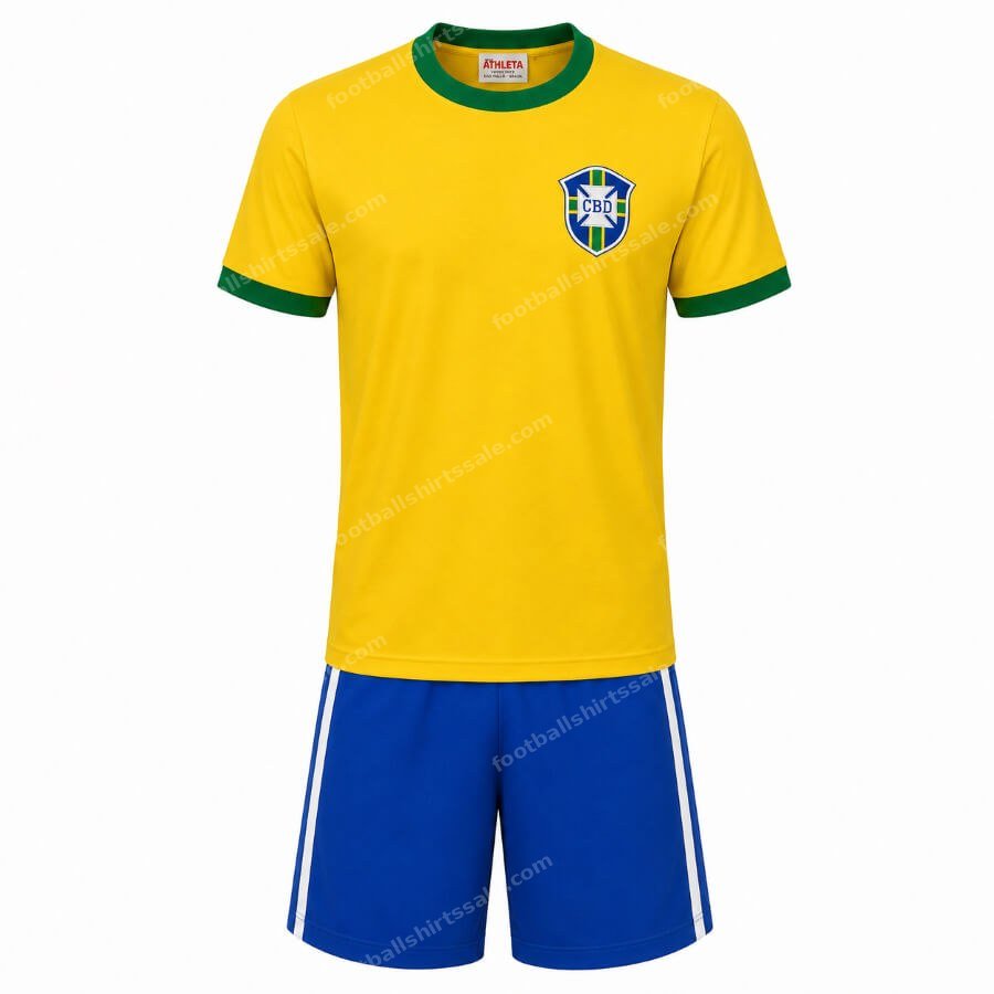 Brazil Retro Home Kids Football Kit 1970