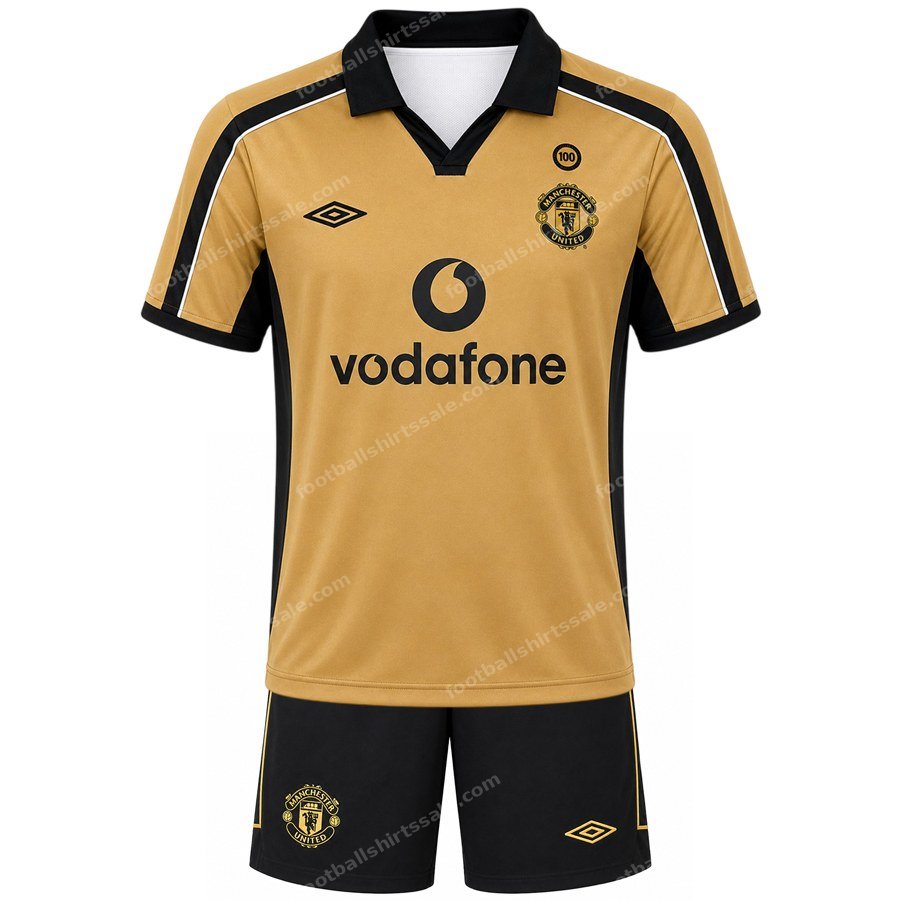 Retro Manchester United Away Centenary Kids Kit 01 02