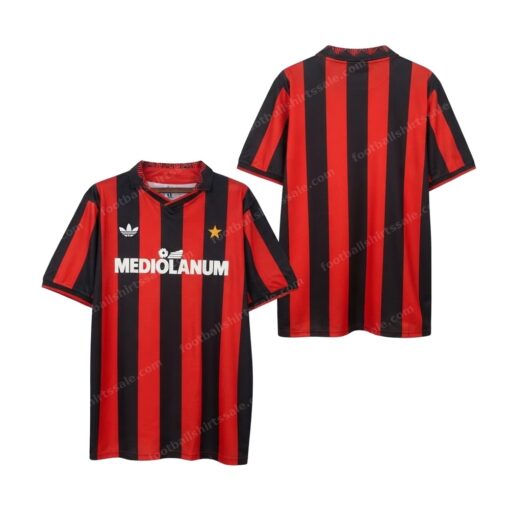 AC Milan Retro Home Football Shirt 90/91 Front and Back View