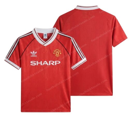 Manchester United Retro Home Football Shirt 90/92 Front and Back View