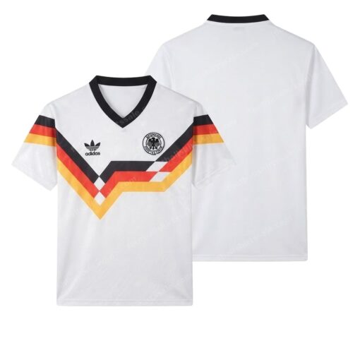 Germany Retro Home Football Shirt 1990 Front and Back View