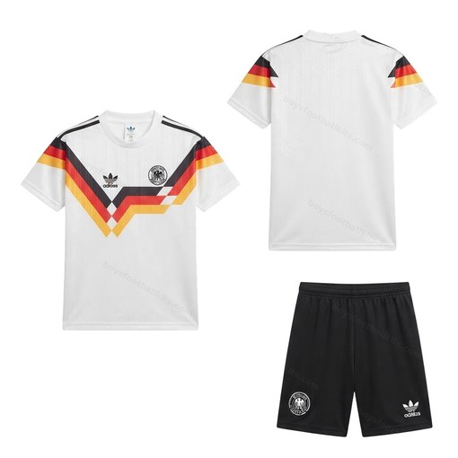 Germany Retro Home Kids Football Kit 1992 Front and Back View