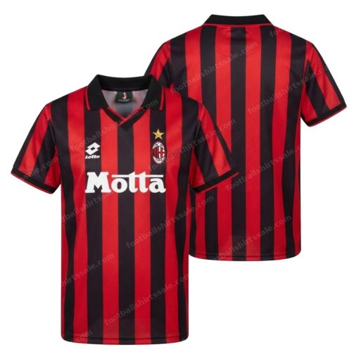 AC Milan Retro Home Football Shirt 93/94 Front and Back View