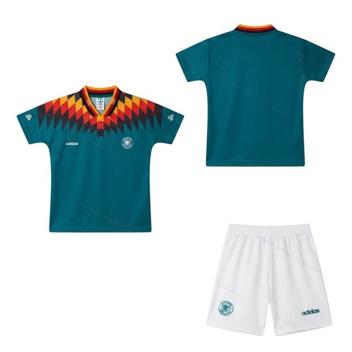Germany Retro Away Kids Football Kit 1994 Front and Back View