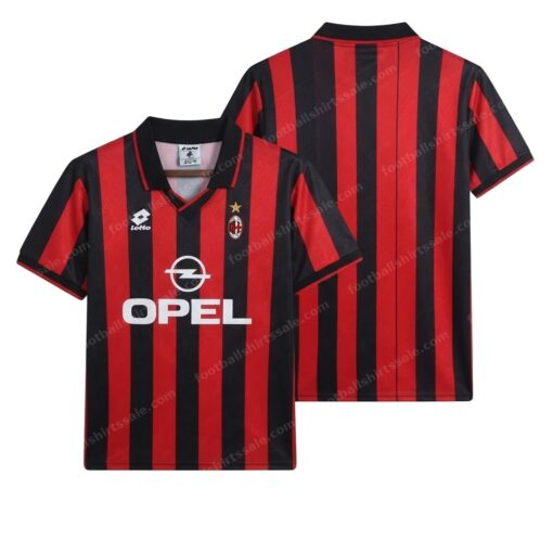 AC Milan Retro Home Football Shirt 95/96 Front and Back View