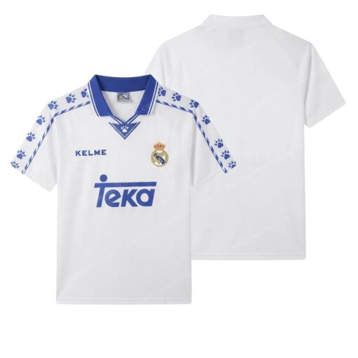 Real Madrid Retro Home Football Shirt 96/97 Front and Back View