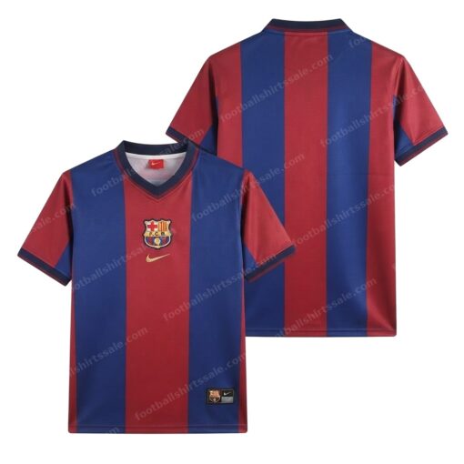 Barcelona Retro Home Football Shirt 98/99 Front and Back View