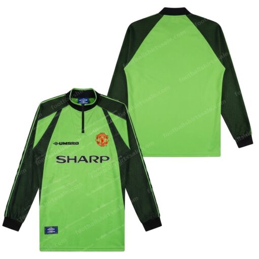 Manchester United Retro Goalkeeper Long Sleeve Football Shirt 98/99 Front and Back View