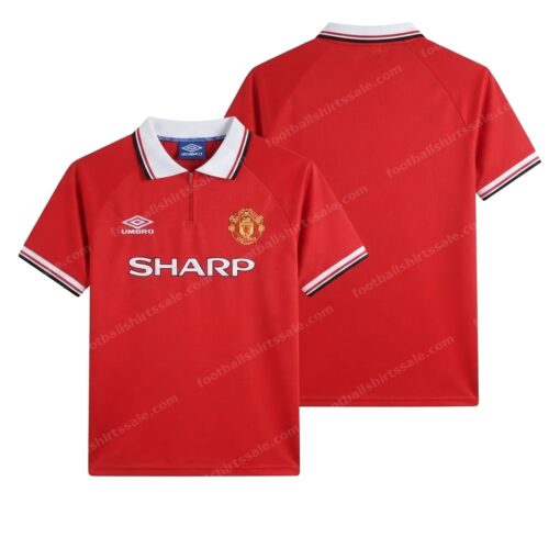 Manchester United Retro Home Football Shirt 98/99 Front and Back View