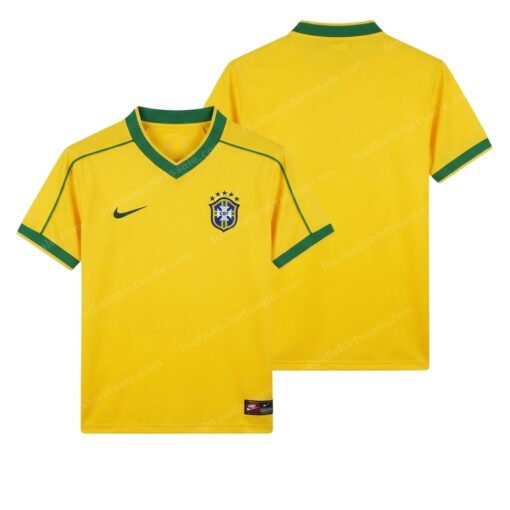 Brazil Retro Home Football Shirt 1998 Front and Back View