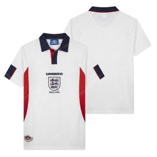 England Retro Home Football Shirt 1998 Front and Back View