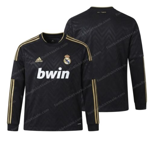 Real Madrid Retro Away Long Sleeve Football Shirt 11/12 Front and Back View