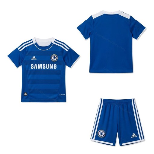 Chelsea Retro Home Kids Football Kit 11/12 Front and Back View