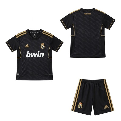 Real Madrid Retro Away Kids Football Kit 11/12 Front and Back View