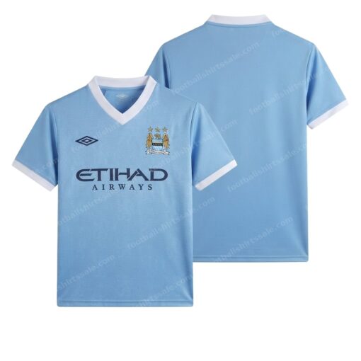 Manchester City Retro Home Football Shirt 11/12 Front and Back View