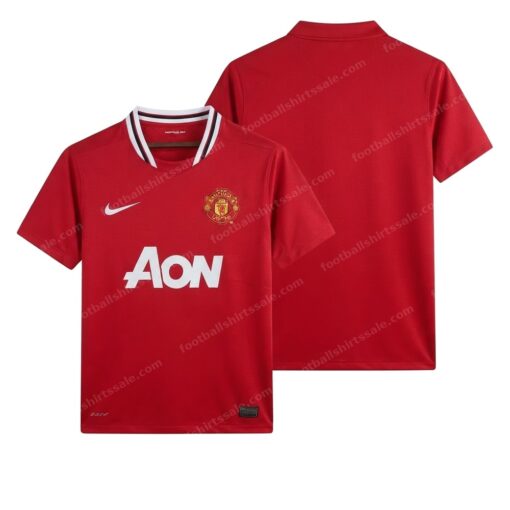 Manchester United Retro Home Football Shirt 11/12 Front and Back View
