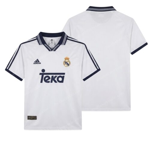Real Madrid Retro Home Football Shirt 00/01 Front and Back View