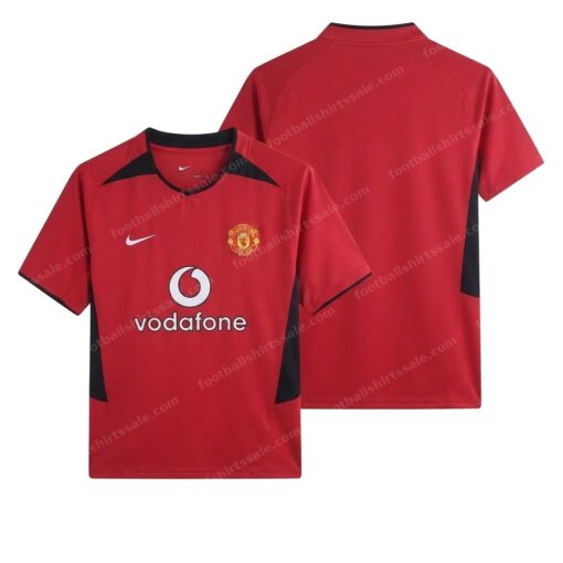 Manchester United Retro Home Football Shirt 02/04 Front and Back View