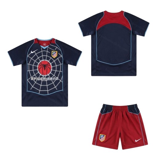 Atletico Madrid Retro Away Kids Football Kit 04/05 Front and Back View