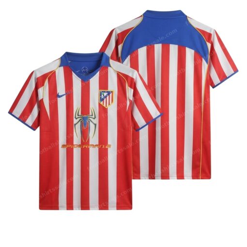 Atletico Madrid Retro Home Football Shirt 04/05 Front and Back View