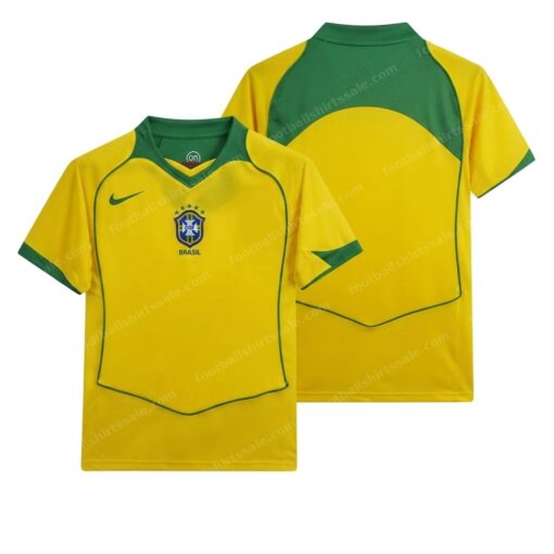 Brazil Retro Home Football Shirt 2004 Front and Back View